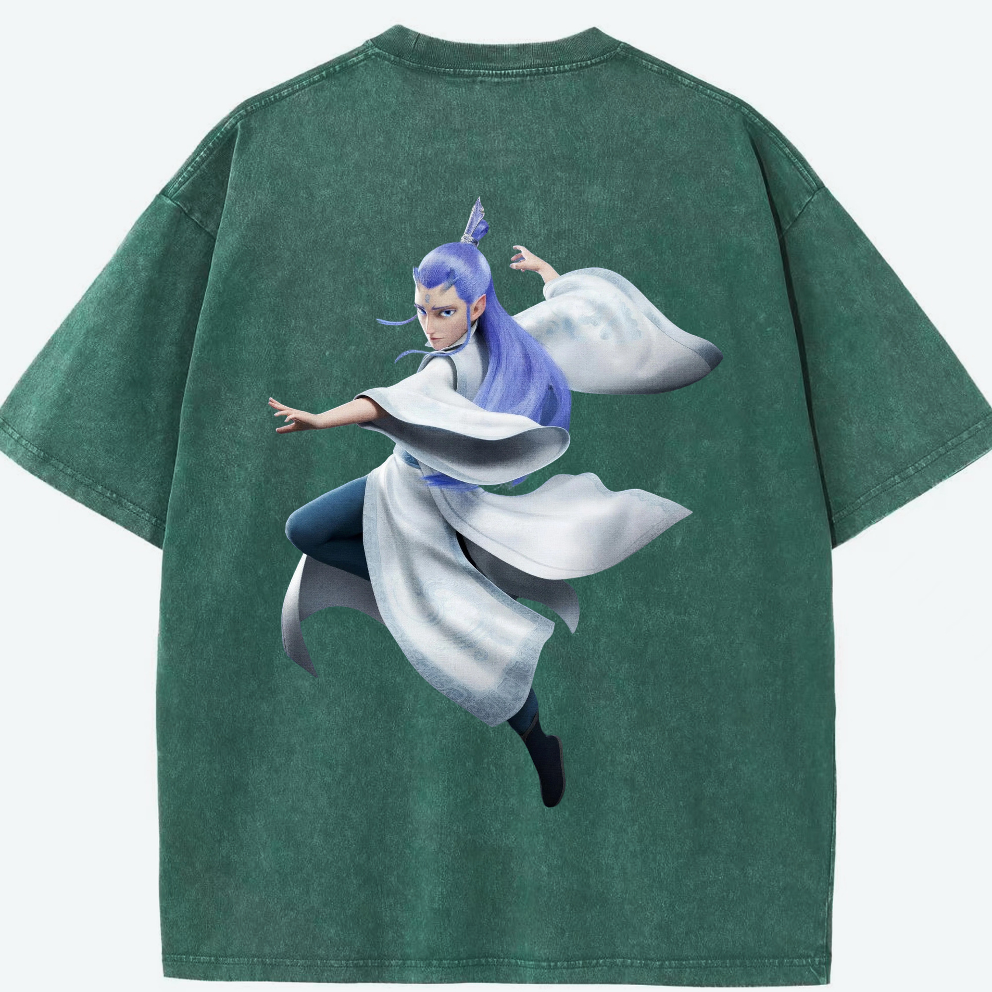 （画像用） Ne Zha 2 ナタ 魔童の大暴れ 綿100% ヴィンテージ風 半袖Tシャツ（背面プリント）
